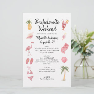 Watercolor Beach Bachelorette Weekend Itinerarium