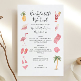 Watercolor Beach Bachelorette Weekend Itinerarium