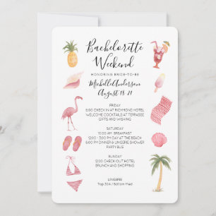 Watercolor Beach Bachelorette Weekend Itinerarium Kaart