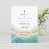 Watercolor Beach Baptism Invitations (Debout devant)