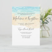 Watercolor Beach Blue Engagement Party Invitation (Debout devant)