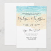 Watercolor Beach Blue Engagement Party Invitation (Devant / Derrière)