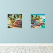 Watercolor Beach Cafe Wall Art Set (Parquet)