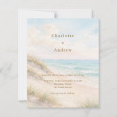 Watercolor beach coatal modern wedding invitation (Voorkant)