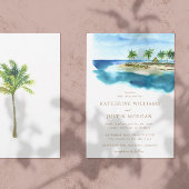 watercolor beach destination mariage invitation