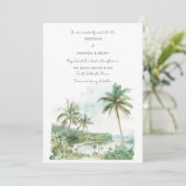 Watercolor Beach Destination Wedding Invitation (Debout devant)