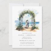 Watercolor Beach Faire-part de mariage côtier (Devant)