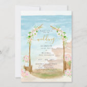 Watercolor Beach Faire-part de mariage côtier (Devant)