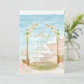 Watercolor Beach Faire-part de mariage côtier (Debout devant)