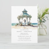 Watercolor Beach Faire-part de mariage côtier (Debout devant)