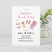 Watercolor Beach Invitation de fête d'anniversaire (Debout devant)