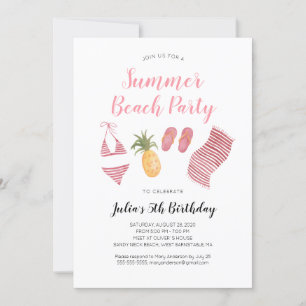 Watercolor Beach Invitation de fête d'anniversaire