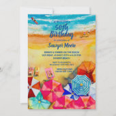 Watercolor Beach Invitations de fête d'anniversair (Devant)