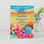 Watercolor Beach Invitations de fête d'anniversair (Debout devant)
