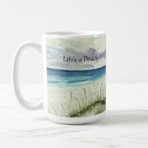 watercolor beach, life's a beach, coffee mug 11 oz