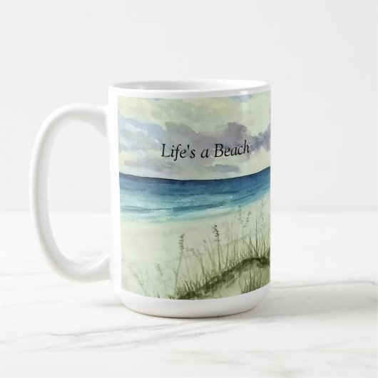 watercolor beach, life's a beach, coffee mug 11 oz (Gauche)