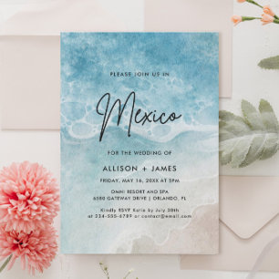 Watercolor Beach MexiqueMariage Invitation