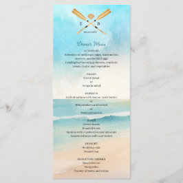 Watercolor Beach Oars Wedding Menu