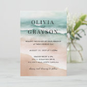 Watercolor Beach Ocean Faire-part de mariage (Debout devant)