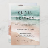 Watercolor Beach Ocean Faire-part de mariage (Devant / Derrière)