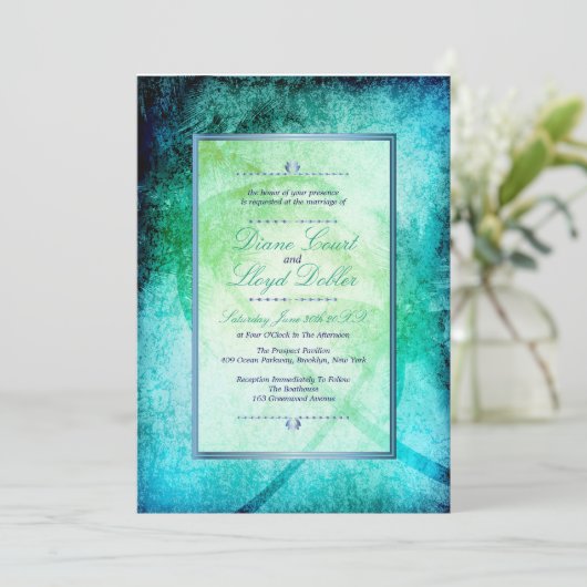 Watercolor Beach, Palm Trees Wedding Invitations (Debout devant)