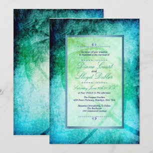 Watercolor Beach, Palm Trees Wedding Invitations