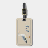Watercolor Beach Seagull Personalized Bagagelabel (Voorkant verticaal)