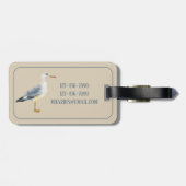 Watercolor Beach Seagull Personalized Bagagelabel (Achterkant horizontaal)
