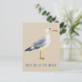 Watercolor Beach Seagull Personalized Briefkaart (Staand voorkant)