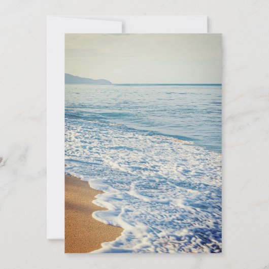 Watercolor Beach Sur La Plage Mariage Invitation (Dos)