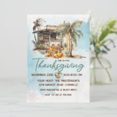 Watercolor Beach Thanksgiving Invitation (Debout devant)