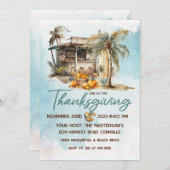 Watercolor Beach Thanksgiving Invitation (Devant / Derrière)