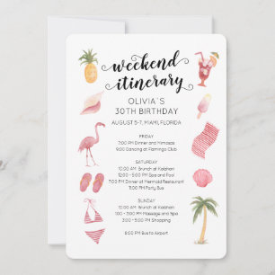 Watercolor Beach Verjaardags Weekend Reisplan Kaart