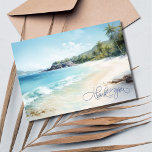 Watercolor Beach Wedding Carte de remerciements<br><div class="desc">Partagez votre gratitude avec le charme côtier en utilisant ce Carte de remerciements de mariage Watercolor Beach. L'avant est décoré dans un style de plage couleur d'eau serein, évoquant la tranquillité et le romantisme de votre célébration balnéaire. Le dos offre de l'espace pour votre message de remerciement personnalisé, ce qui...</div>