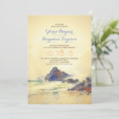 Watercolor Beach Wedding Invitation (Debout devant)