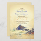 Watercolor Beach Wedding Invitation (Devant / Derrière)