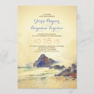 Watercolor Beach Wedding Invitation