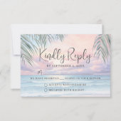 Watercolor Beach Wedding RSVP Reply Card (Devant)