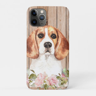 Watercolor Beagle & Bloemen iPhone 11 Pro Hoesje