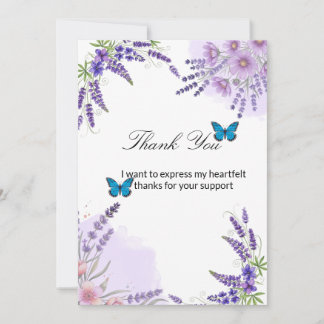 Watercolor Bedankkaart | Paarse Bloemen Lavendel