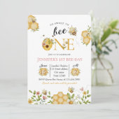 Watercolor Bee First Birthday Invitation (Debout devant)