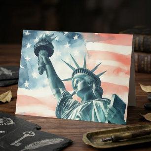 Watercolor beeld van de Vrijheidsbeeld met Amerika Bedankkaart