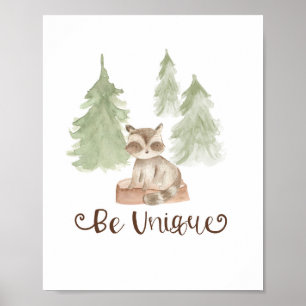 Watercolor Beer Bosvrienden Uniek Kinderkamer Poster