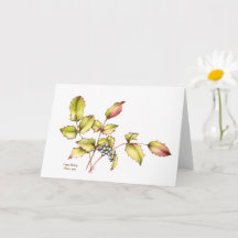 Watercolor berberis wenskaart blanco binnenkant