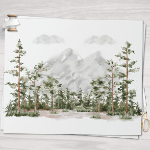 Watercolor Berg en Bos Cadeaupapier