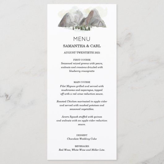 Watercolor berg menu (Voorkant)