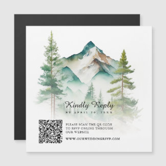Watercolor Berg QR Code RSVP Magnetische Kaart