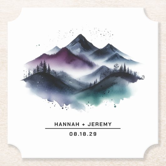 Watercolor Bergen Kartonnen Onderzetters (Voorkant)