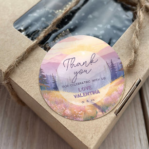 Watercolor Bergen Natuur Verjaardag Bedankt Ronde Sticker