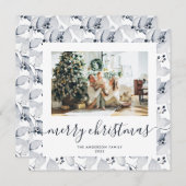 Watercolor Berries Green Photo Cartes de Noël (Devant / Derrière)